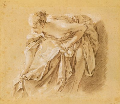 Femme partiellement nue se baignant - François Boucher